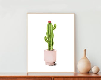 Cactus Drawing Poster/ Plant Art/ Botanical Art/ Succulent