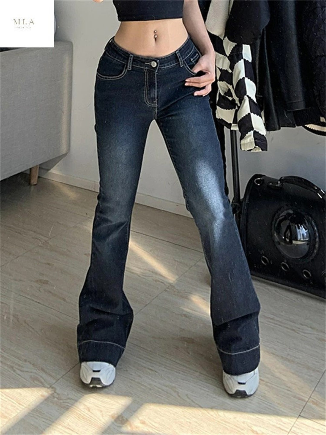 Low Waisted Y2K Flare Jeans Aesthetic Retro 2000s Cute Denim - Etsy