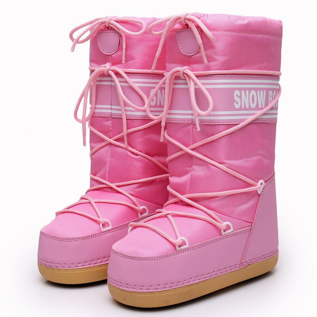 Platform Waterproof Boots pink Moon Boots / Ski Boots Snow Boots/ Shoes