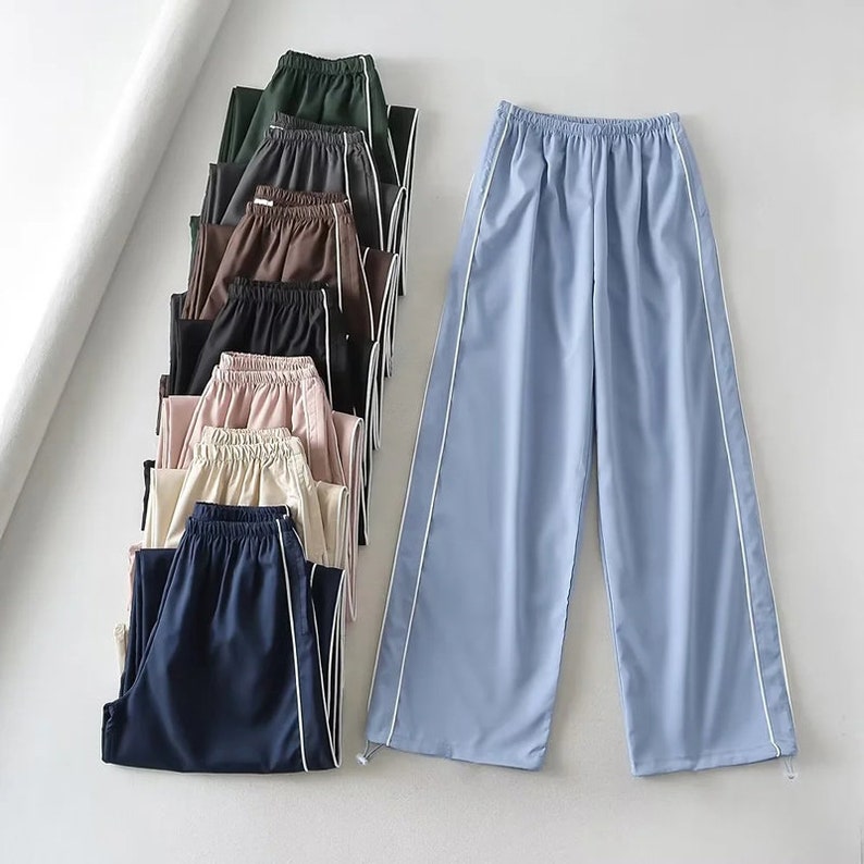Y2K Striped Pants Baggy Track Pants Swishy Pants 90s Elastic Etsy