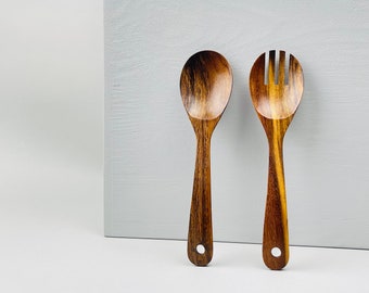 Wood Salad Server Set 26cm x 6.5cm/Wooden Salad Spoons/Wood Salad Set/Wooden Cooking Kitchen Utensil/Kitchenwares /Wood Cooking Utensil/Gift