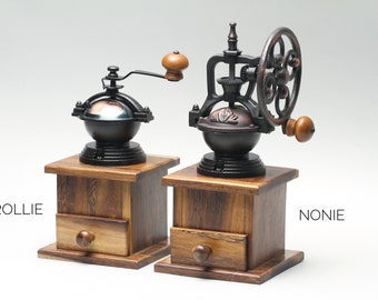 Baroy Nonie Coffee Grinder With Cast Iron Hand Side Crank 6.50"(L) x 5.75"(W) x 11.50"(H), Grind Settings and Catch Drawer
