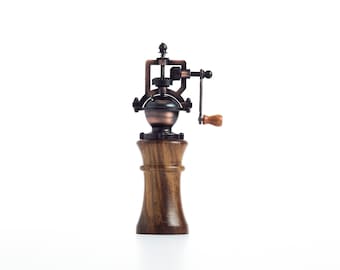 Baroy Pepper Mill Pepper Grinders Pepper Salt Shakers with Adjustable Coarseness 2.25” x 8.25” - Ashton Robles Gmelina Ebony Wood