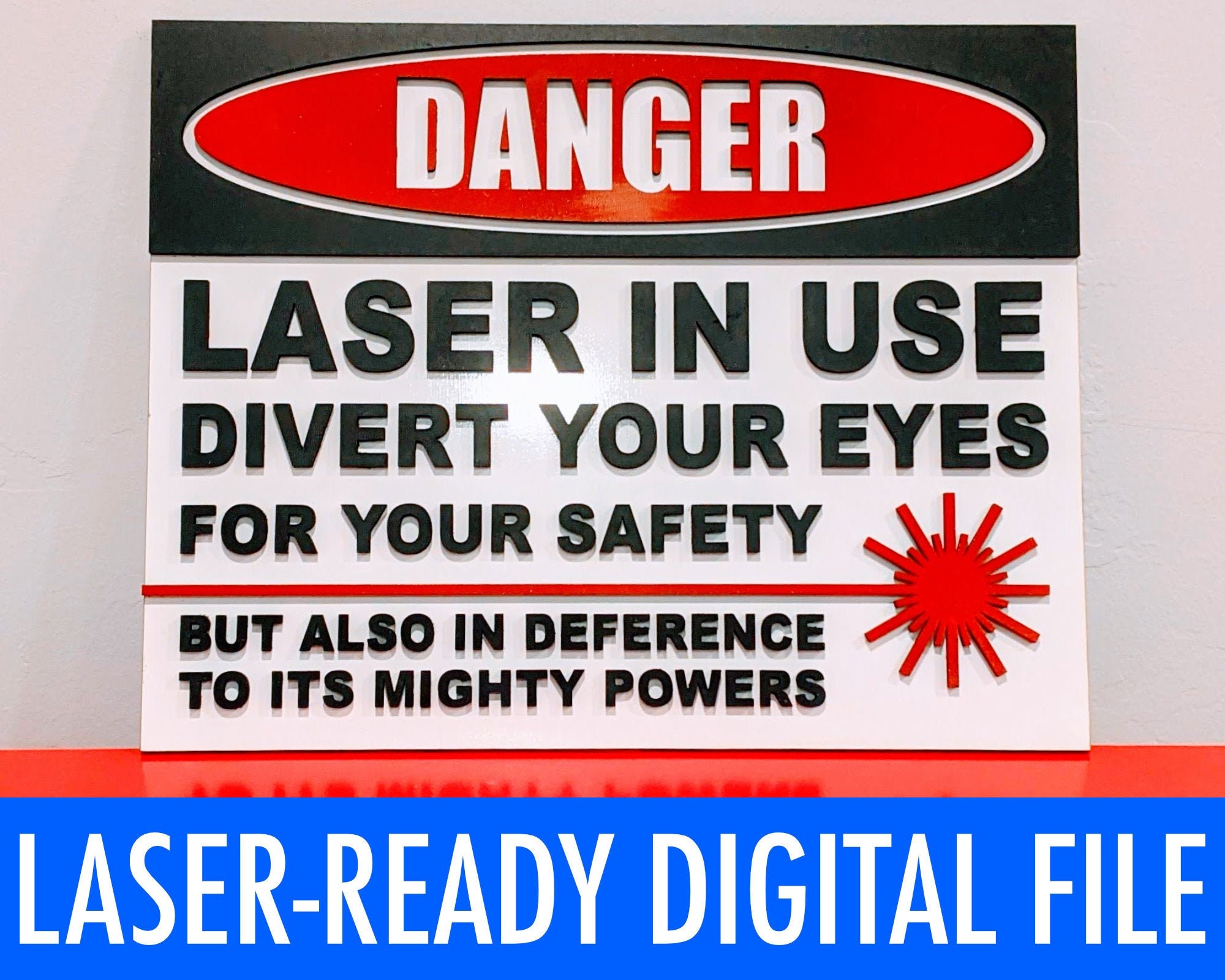 Laser Danger Sign SVG LaserCutter fertige Datei Etsy.de