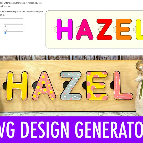 Custom Name Puzzle SVG laser file generator