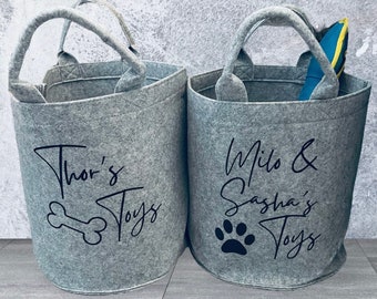 Personalised dog toy basket, pet storage, pet toy box, cat toys, rabbit toy storage, gifts for pets, pet lover, Dog Toy Box, Bag, New Pet