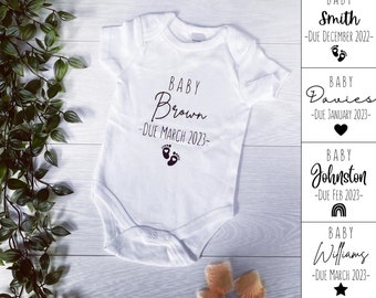 Personalised Baby Announcement Vest, Pregnancy Announcement Ideas, Baby Gift, Gender Reveal, Baby Shower, Unisex, New Baby, Baby Bodysuit