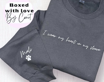 Gift for dog mums, Dog Mom Gift, Pet Heart on my Sleeve Sweater,  Sweaters for dog parents, Personalised Sweaters for pets, cat mum sweater