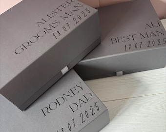 Personalized Groomsman Gift Box: Grey Magnetic Wedding Proposal Box