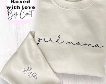 Personalised Girl Mam Sweater, Gifts for Girl Moms, Mum of girls, Personalised gifts for girl mums, Dad of girls, Children's Names Crewneck