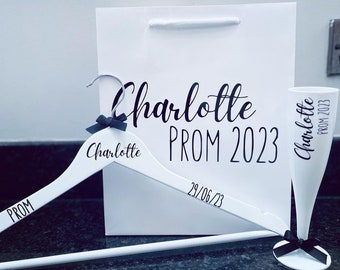 Personalised Prom Gift Set, Prom Hamper, Prom 2024 Gift Bag, Hanger & Flute Gift Set, Prom Presents, Celebration, Prom Hosts, Prom Decor