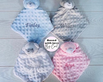 Personalised Baby Comforter, Teddy Bear Comforter, Newborn Comfort, New Baby, Neutral Baby Present, Cute Gift, Baby Boy, Baby Girl, Keepsake