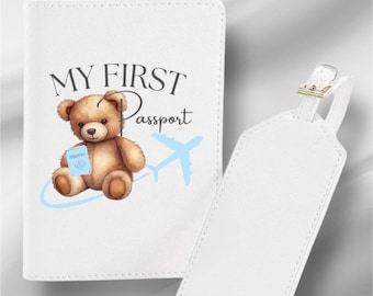 Personalised Children's Passport Cover, Kids passport holder, Personalized Passport Holder & Luggage Tag, Kids Travel Set, First Timer Flyer