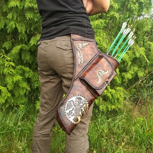 Side leather, pocket quiver, target quiver / archer equipment, traditional hip quiver