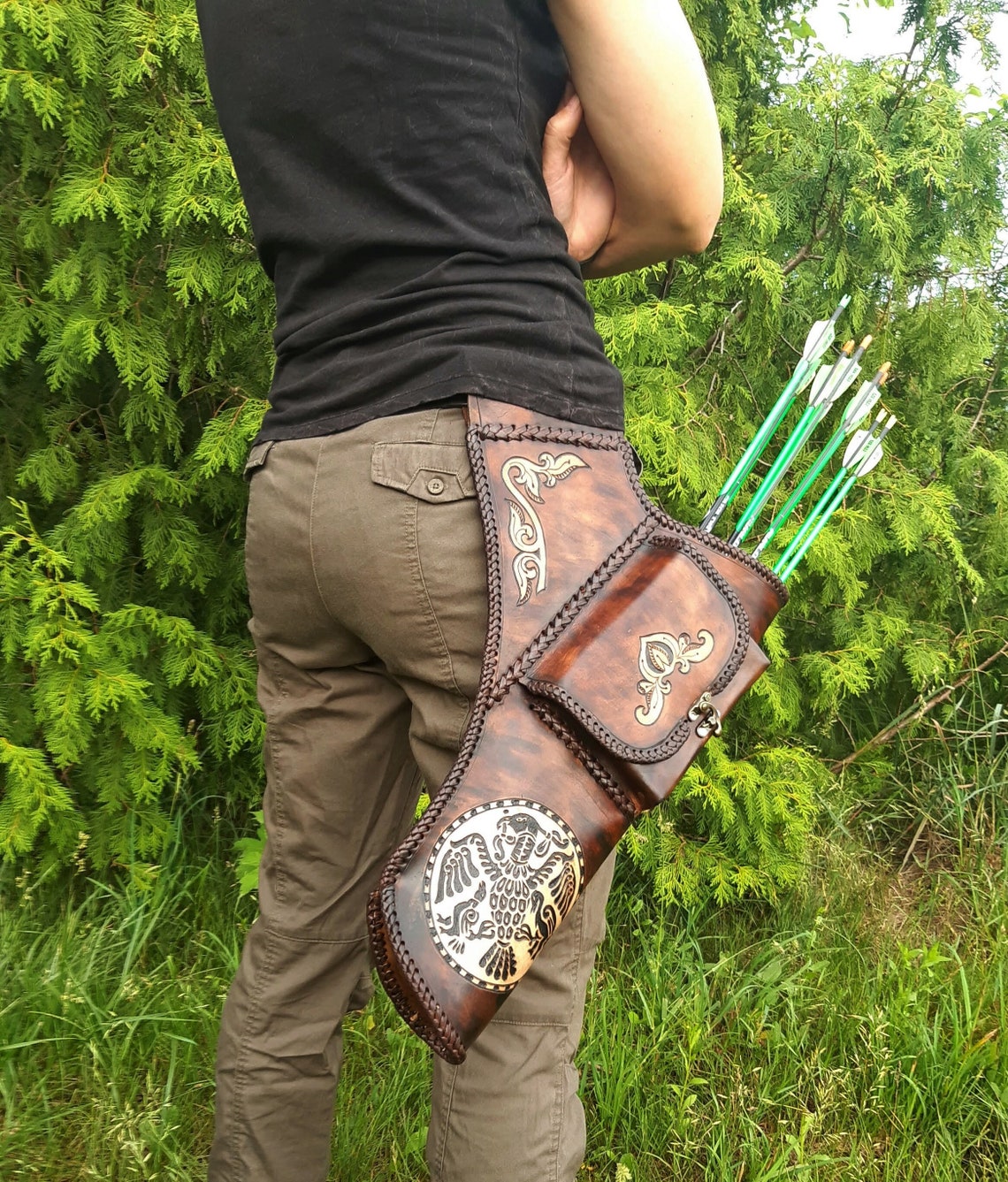 Side Leather Pocket Quiver Target Quiver / Archer Equipment Etsy