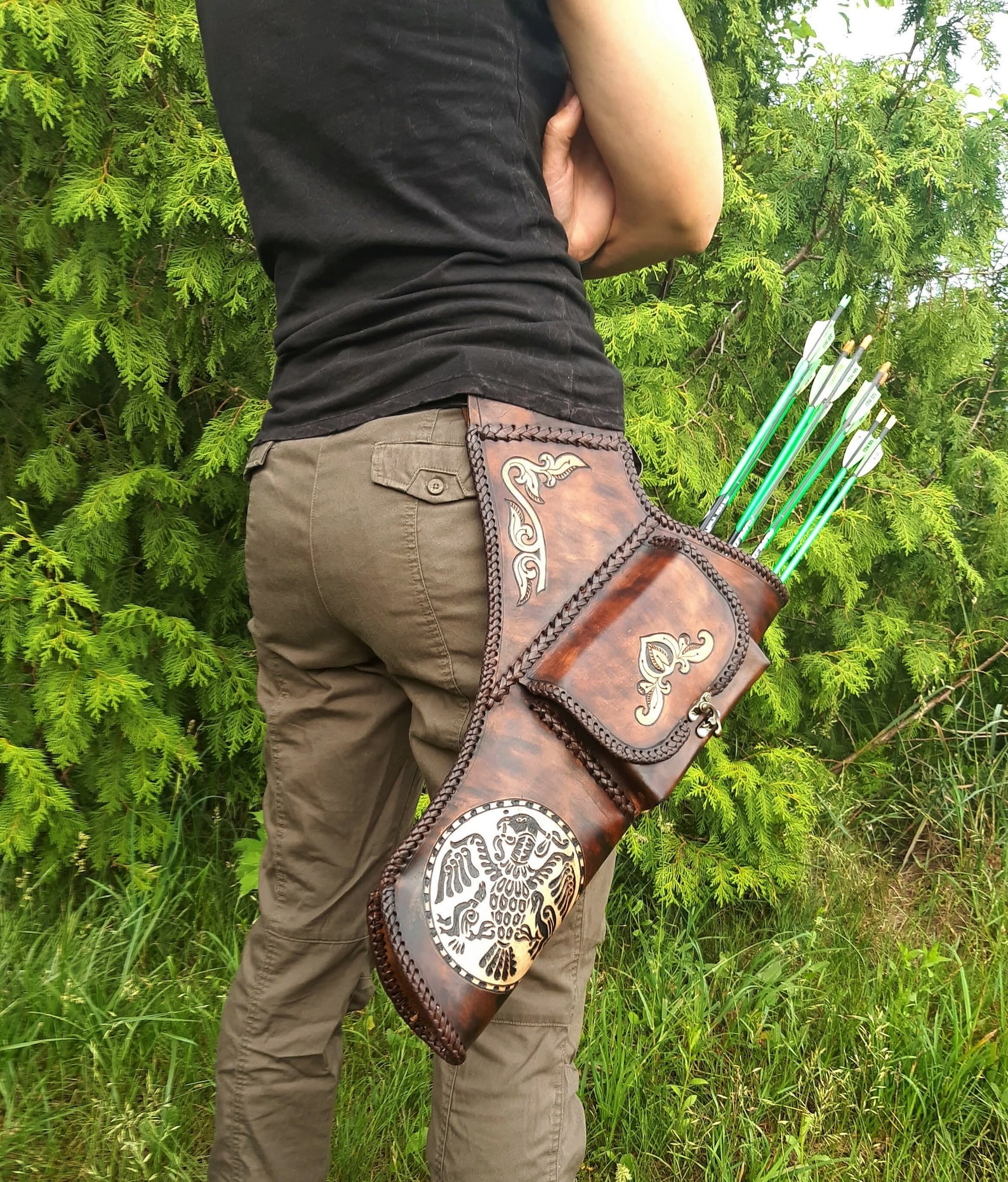 Side Leather Pocket Quiver Target Quiver / Archer Equipment Etsy