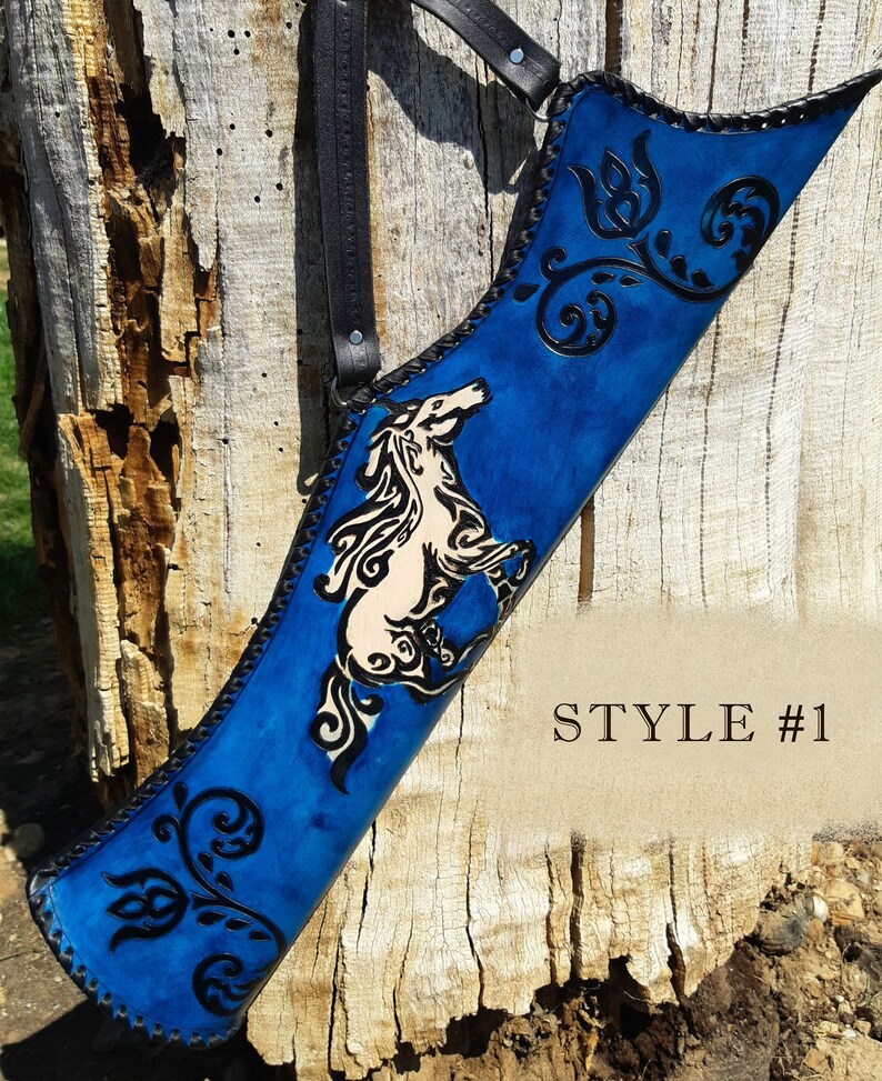 Side Leather Quiver With Horse Motif / Archer Equipment Etsy