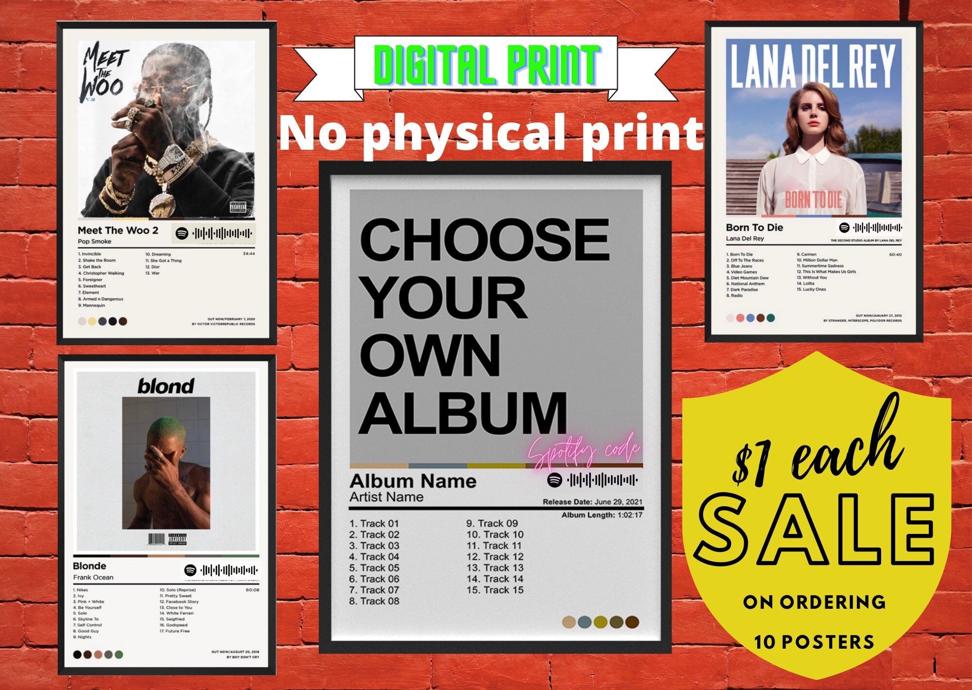 Custom Spotify Album Poster | Digital Print | Spotify Code | Art Prin…