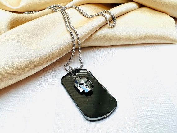 Crystal Skull Dog Tag Pendant Necklace Unisex Jewellery Kids Adult 