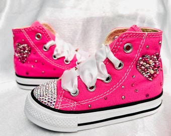 Chuck Taylor Pink Converse Crystals Pearls Wedding Birthday gift Bling