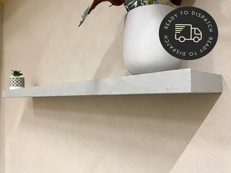 Microcement, Concrete Floating Shelf, 1m, 1000mm Grey Colour, Chunky Handmade Shelf, Rustic
