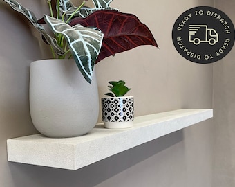 MicroCement, Concrete Floating Shelf, 1m, 1000mm - White Cement, Chunky Handmade Shelf, Rustic, Industrial Design, White Concrete.