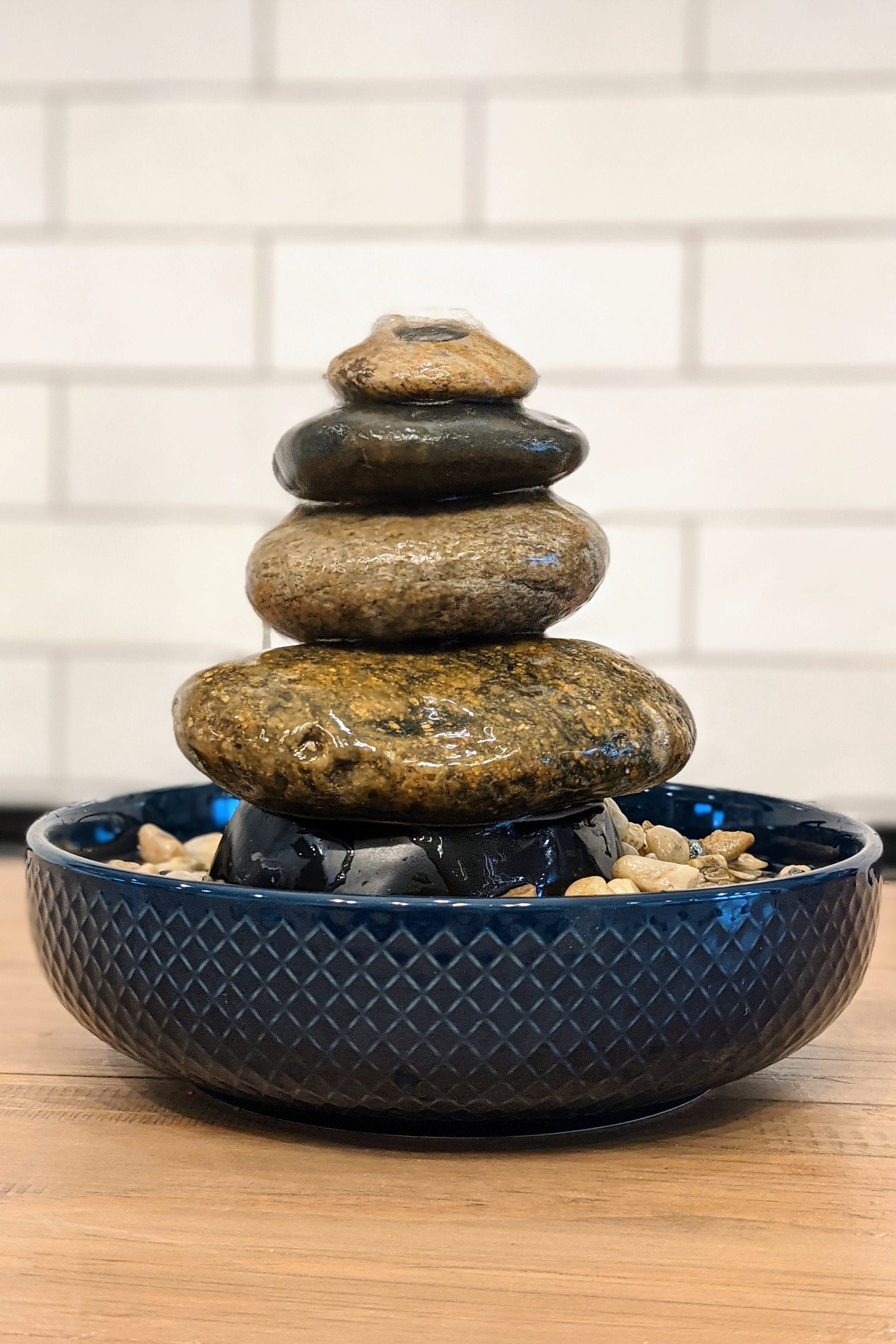 Stacked River Rock Tabletop Cairn Fountain Natural Rock Etsy