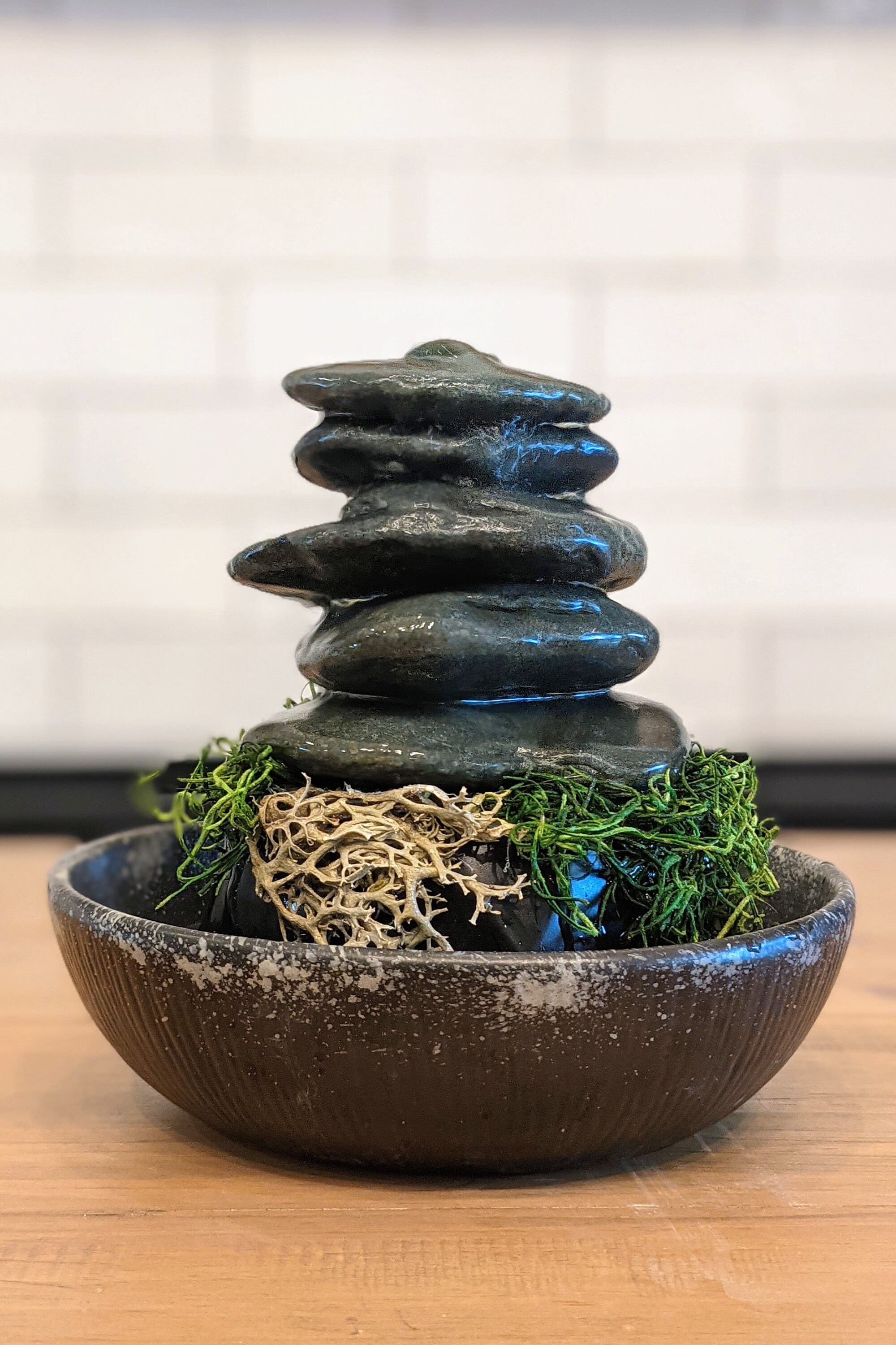 Stacked Natural Rock Tabletop Cairn Fountain Gray Skipper Etsy