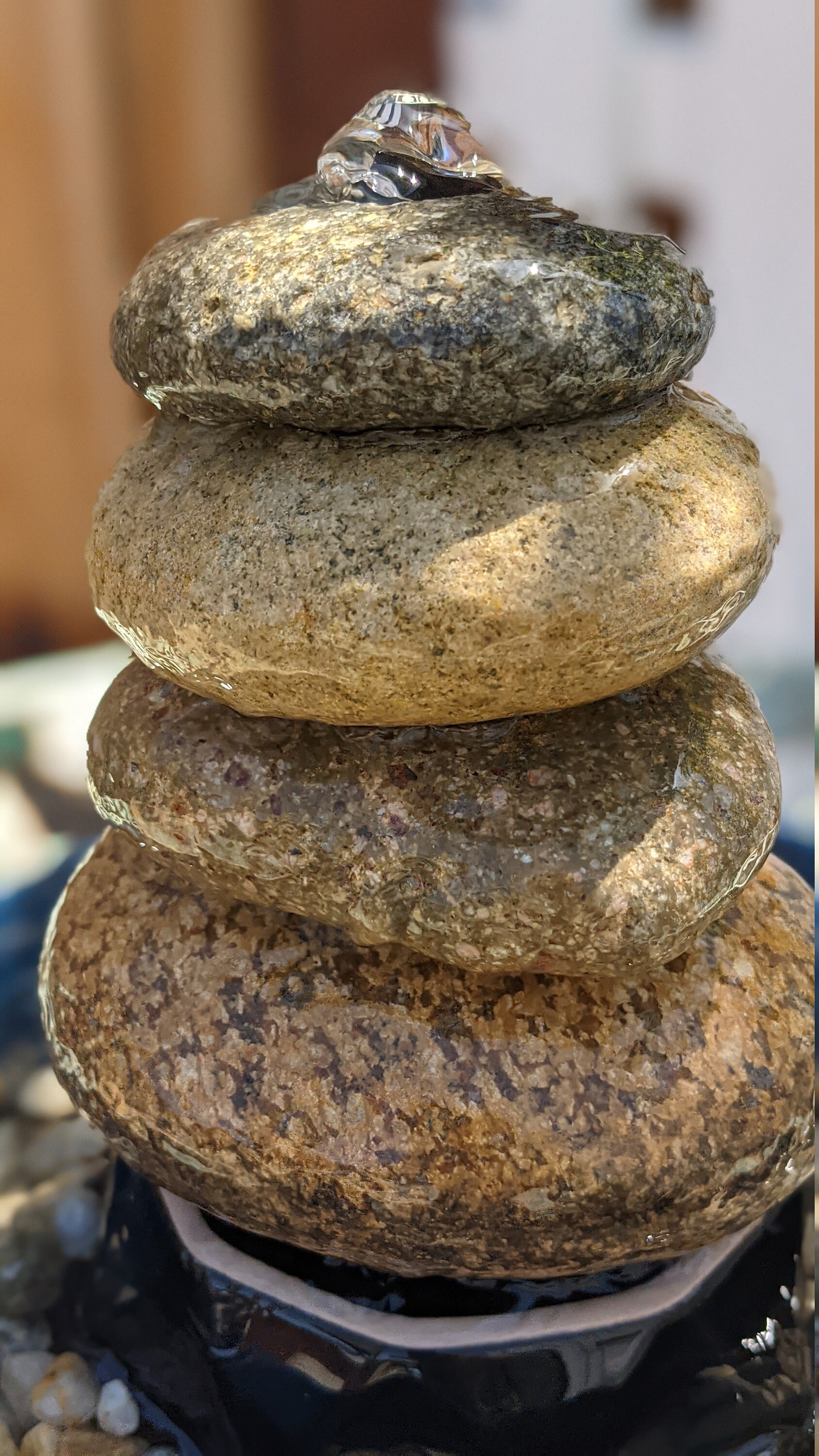 Stacked River Rock Tabletop Cairn Fountain Natural Rock Etsy