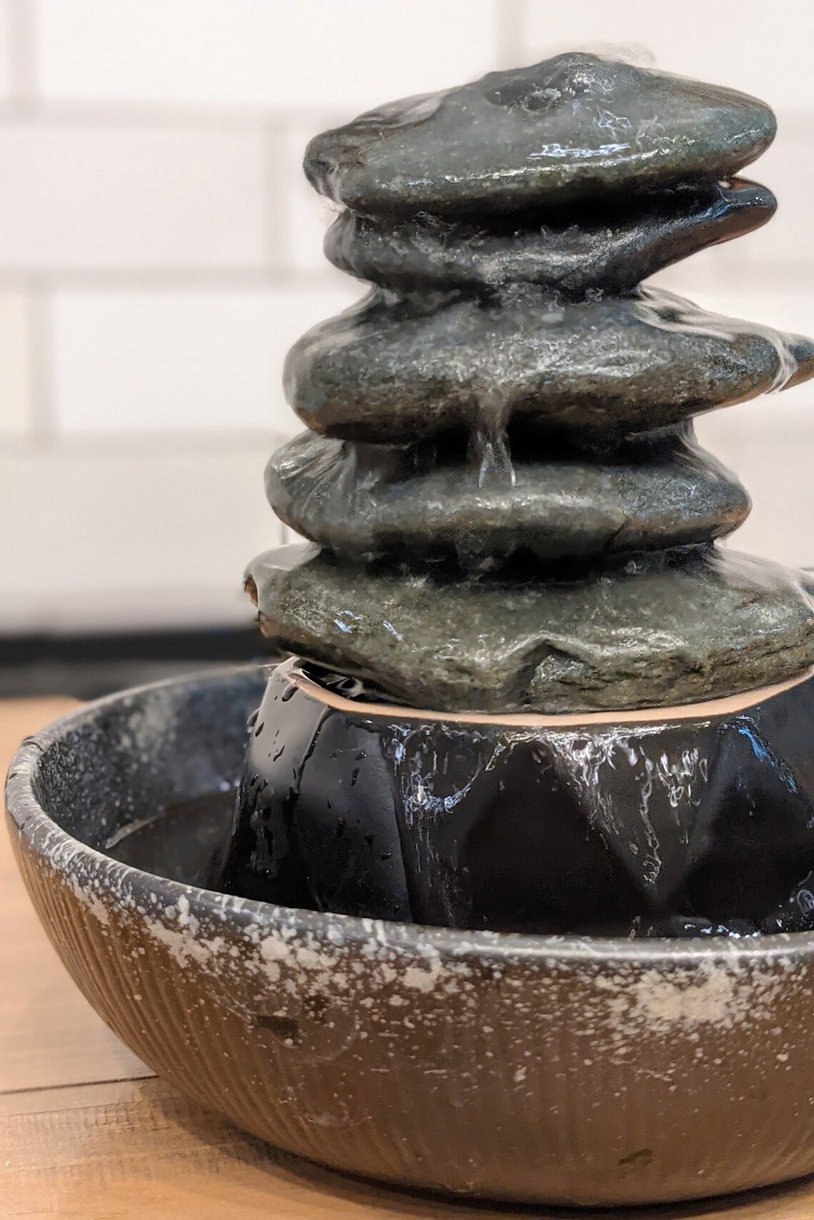 Stacked Natural Rock Tabletop Cairn Fountain Gray Skipper Etsy