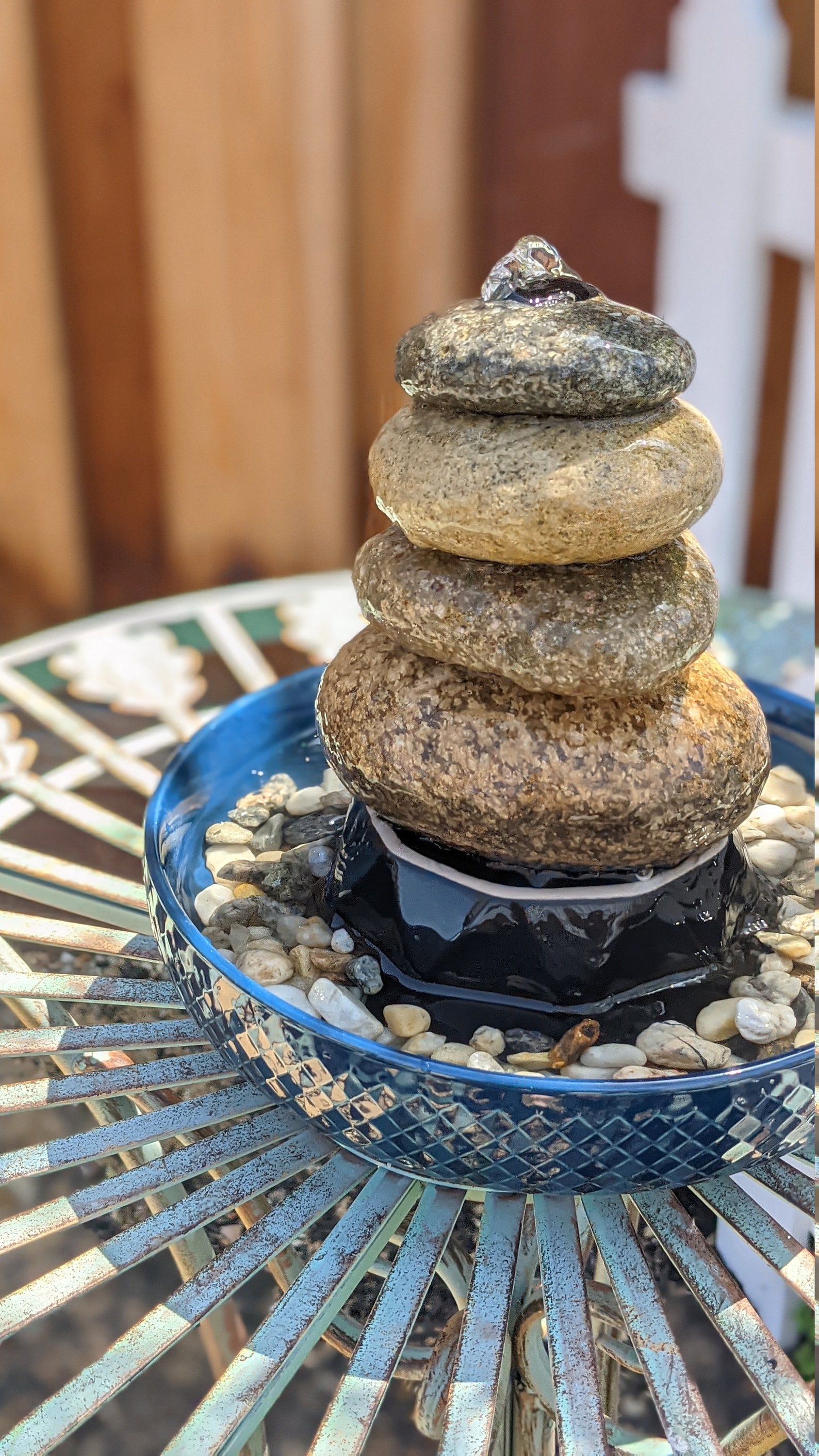 Stacked River Rock Tabletop Cairn Fountain Natural Rock Etsy