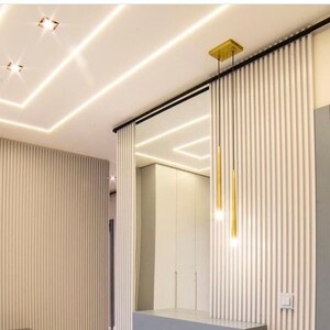 Minimalist Design Pendant Led Light, Brass Pendant Light, Led Lighting Fixture, Modern Chandelier Led Lighting, Led Light Color Options