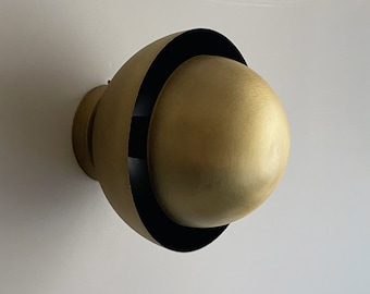 Mid Century Brass Wall Sconce: Retro Ball Light Fixture