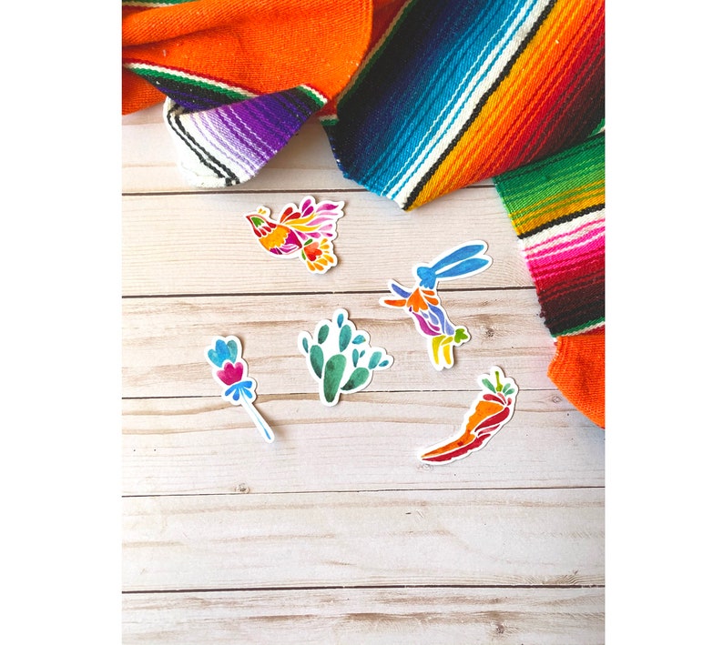 Glossy Waterproof Sticker Mexican Sticker Otomi Cactus Sticker