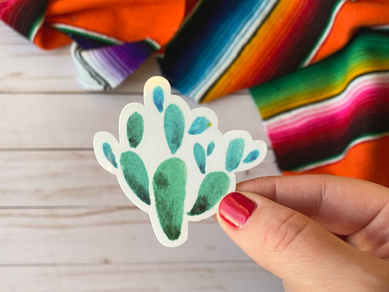Glossy Waterproof Sticker Mexican Sticker Otomi Cactus Sticker