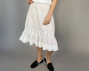 White Summer Skirt for Women Size XS | White Embroidered Cotton Skirt - WAP32