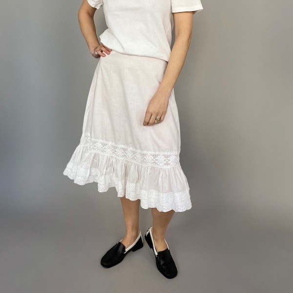 White Summer Skirt for Women Size XS | White Embroidered Cotton Skirt - WAP32