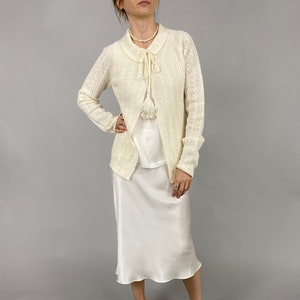 Vintage White Wool Cardigan for Women Size S image 1