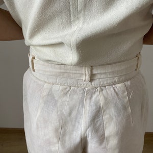 Vintage White Linen Pants for Women Size S White Linen Pants with High Waist and back slit WAP181 image 10