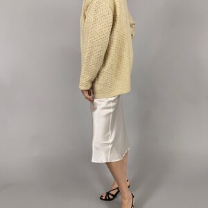 Hand Knitted Cardigan for Women Size L Cream White Wool Cardigan with Pockets image 3