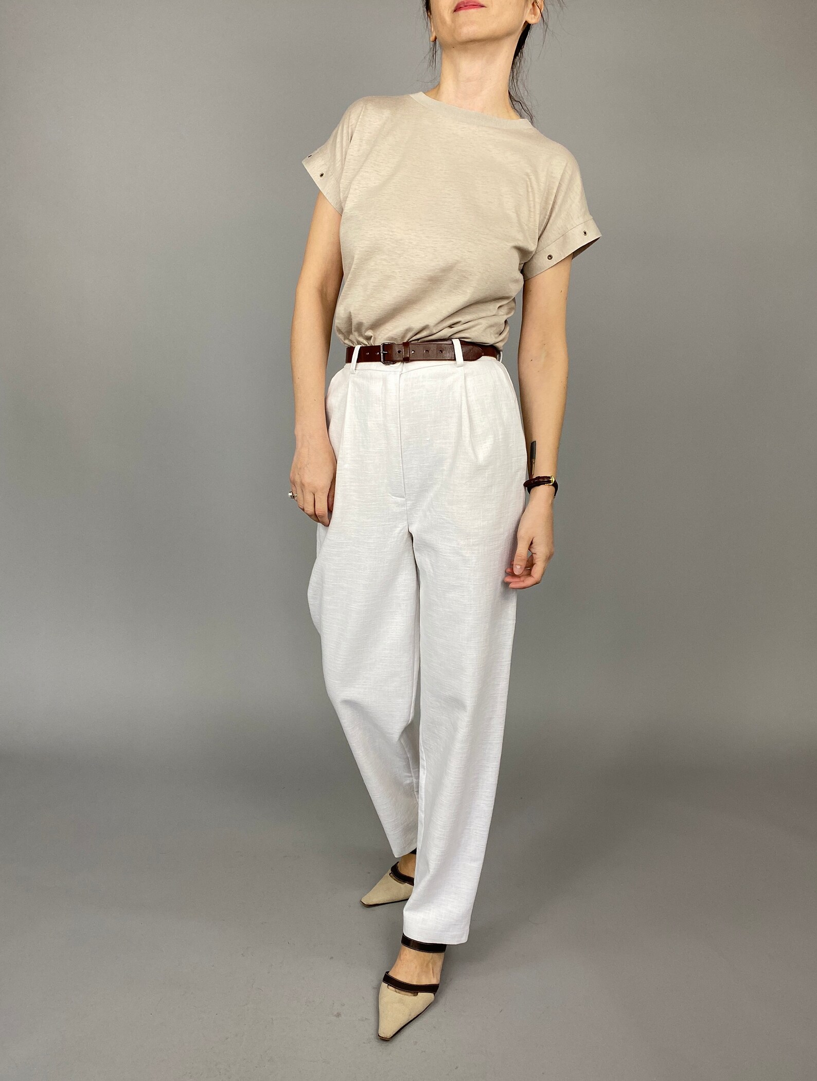 White Linen Pants fro Women Size XXS XXL Handmade White Etsy