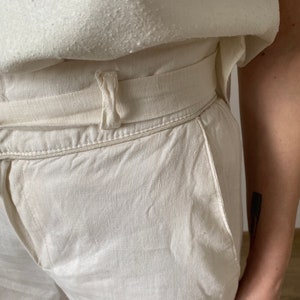 Vintage White Linen Pants for Women Size S White Linen Pants with High Waist and back slit WAP181 image 8
