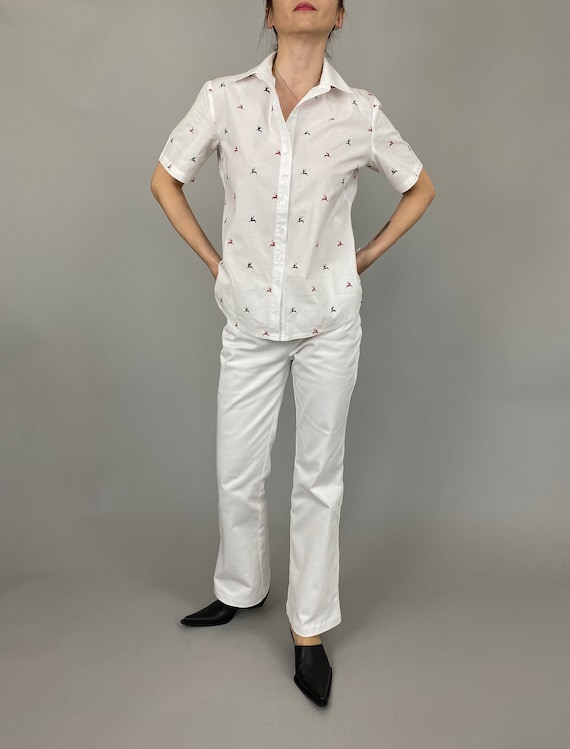 Vintage White Blouse for Summer | White Cotton Blouse for