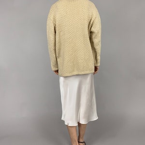 Hand Knitted Cardigan for Women Size L Cream White Wool Cardigan with Pockets image 4