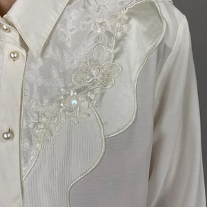 Vintage Cream White Blouse for Women Size L XL WAP142 image 7