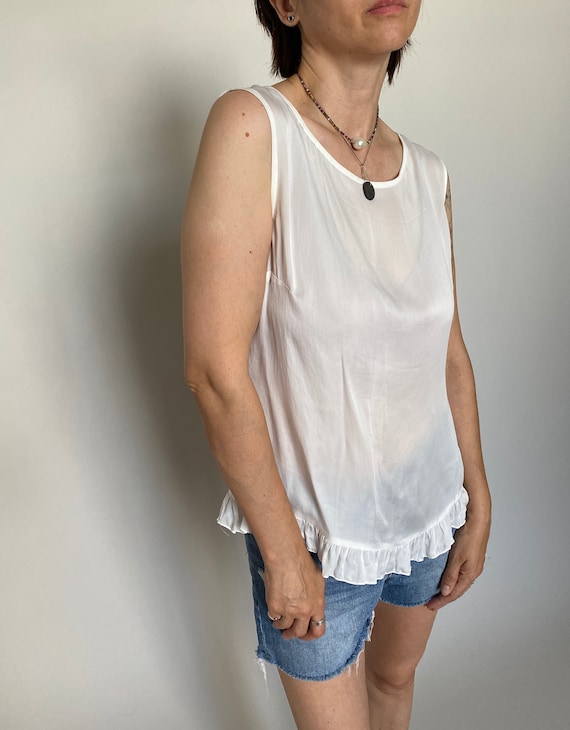 Silk Viscose Tank in White