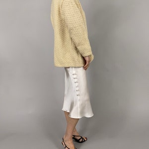 Hand Knitted Cardigan for Women Size L Cream White Wool Cardigan with Pockets image 5
