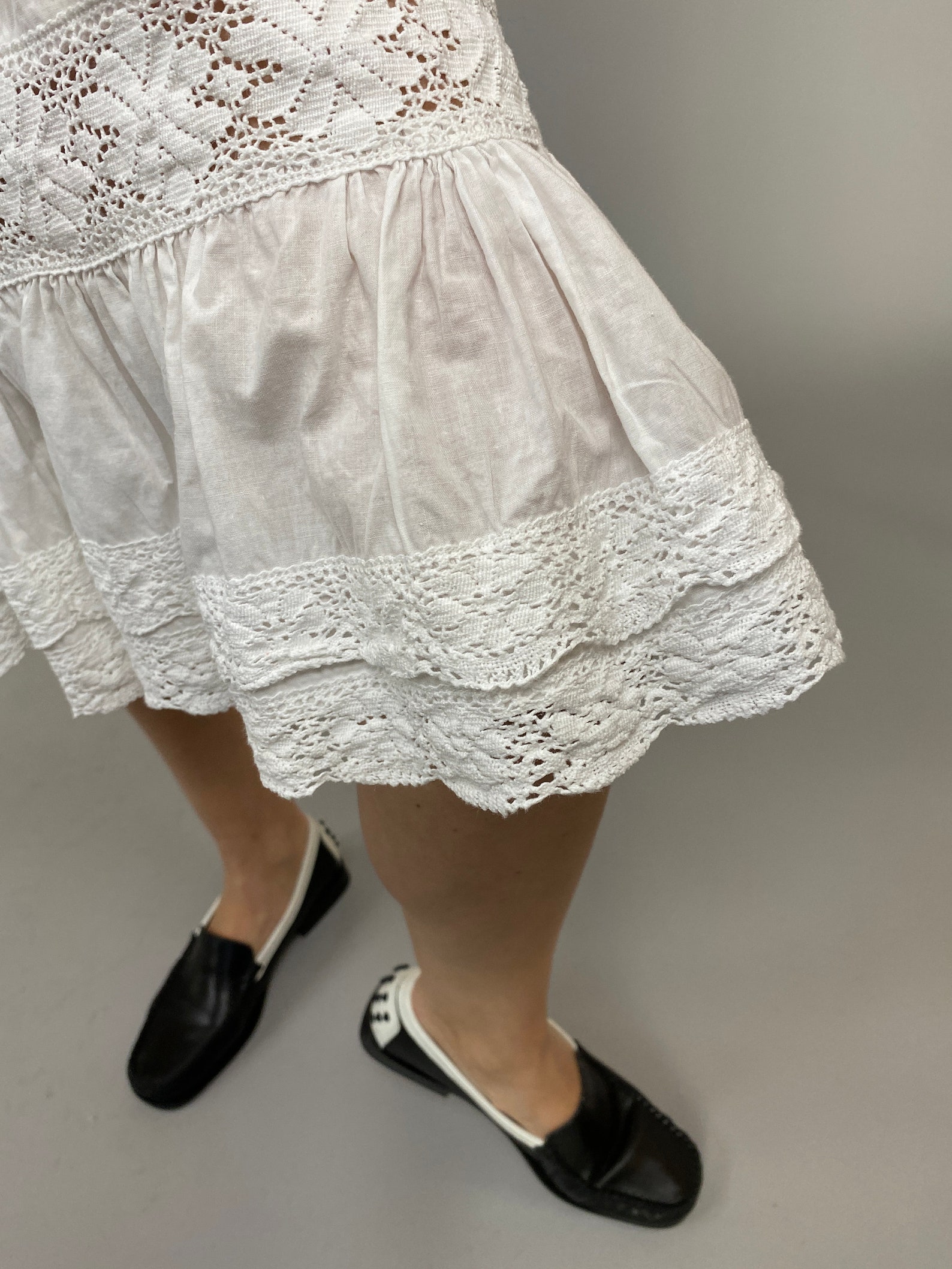 White Summer Skirt for Women Size XS White Embroidered Cotton Skirt