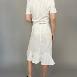 White Linen Skirt for Women Size M Wrap Linen Skirt Summer Skirt WAP33 画像 3