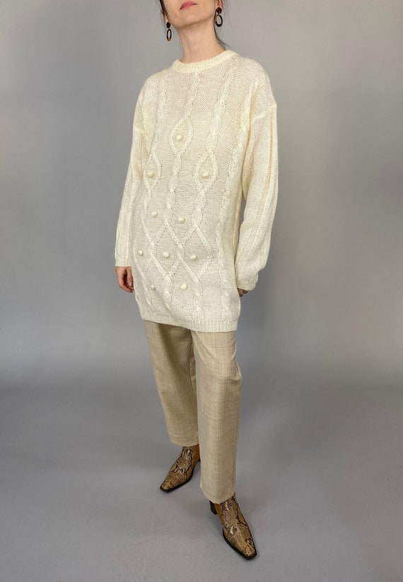 White Mohair Sweater for Women Size S - M | Cream